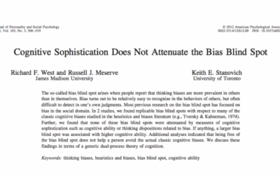 Cognitive Sophistication and the Bias Blind Spot