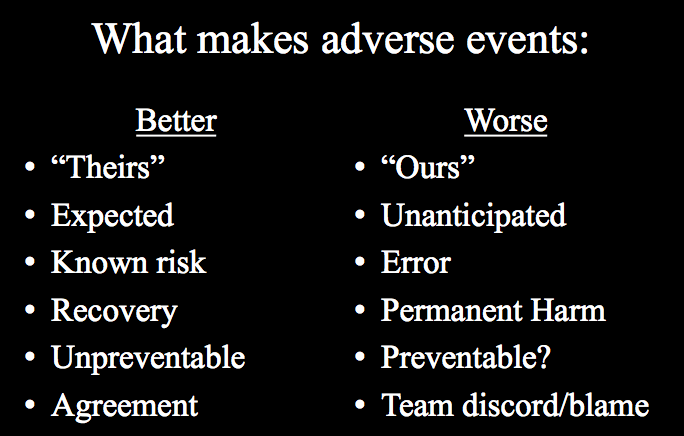 how doctors react to mistakes and adverse events